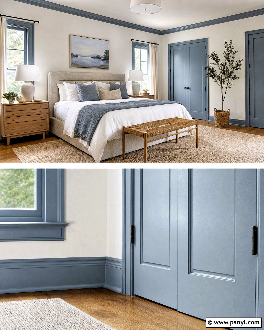 Blue Grey Trim Bedroom - 20 grey trimming white walls
