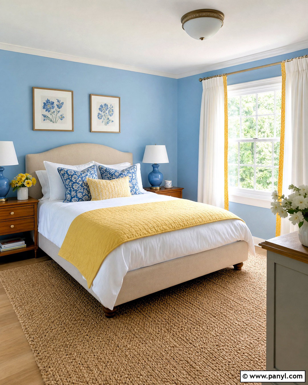 Blue Guest Bedroom With Yellow Accents - 20 blue color room ideas