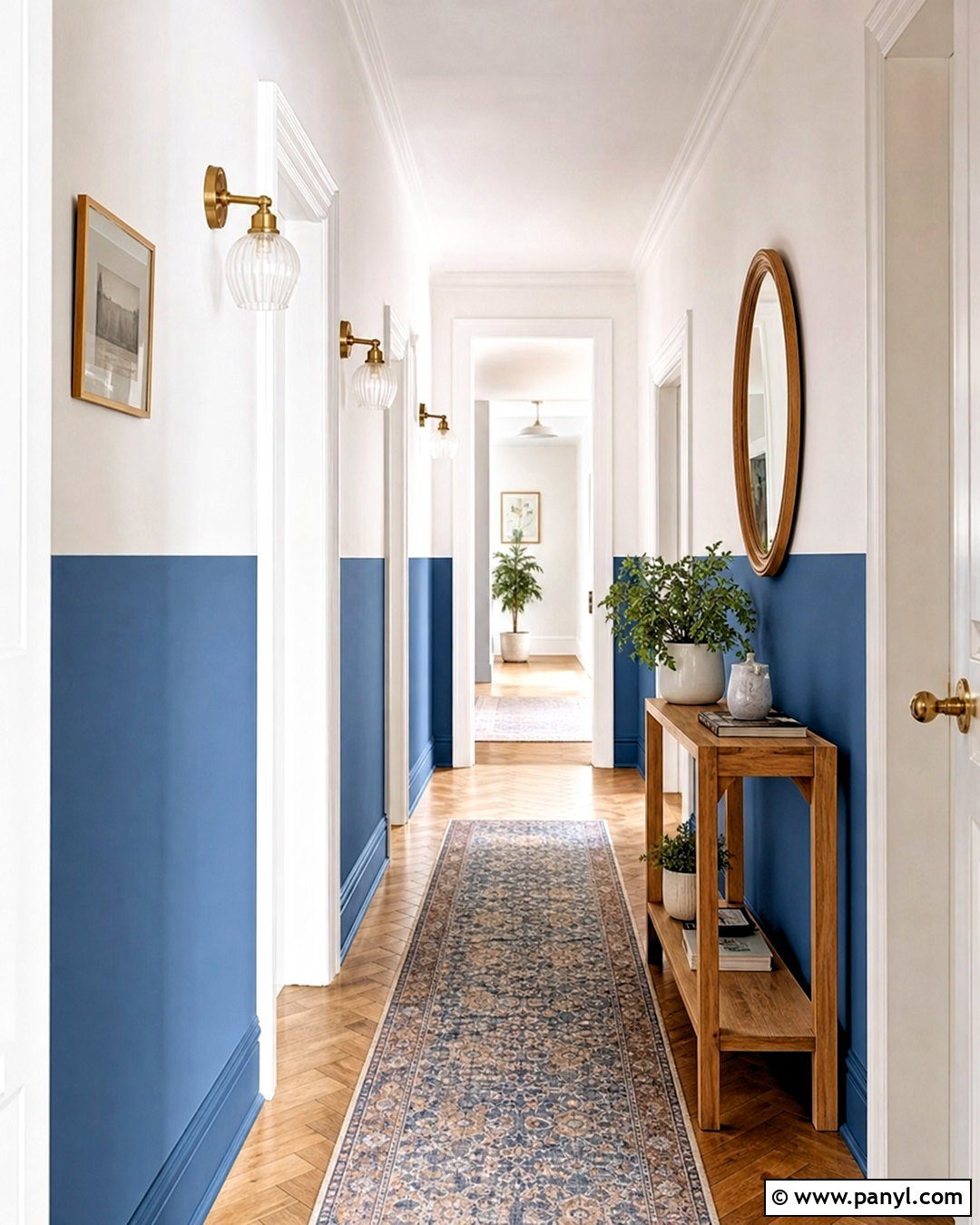 Blue Half-Painted Hallway - 20 blue wall painting ideas