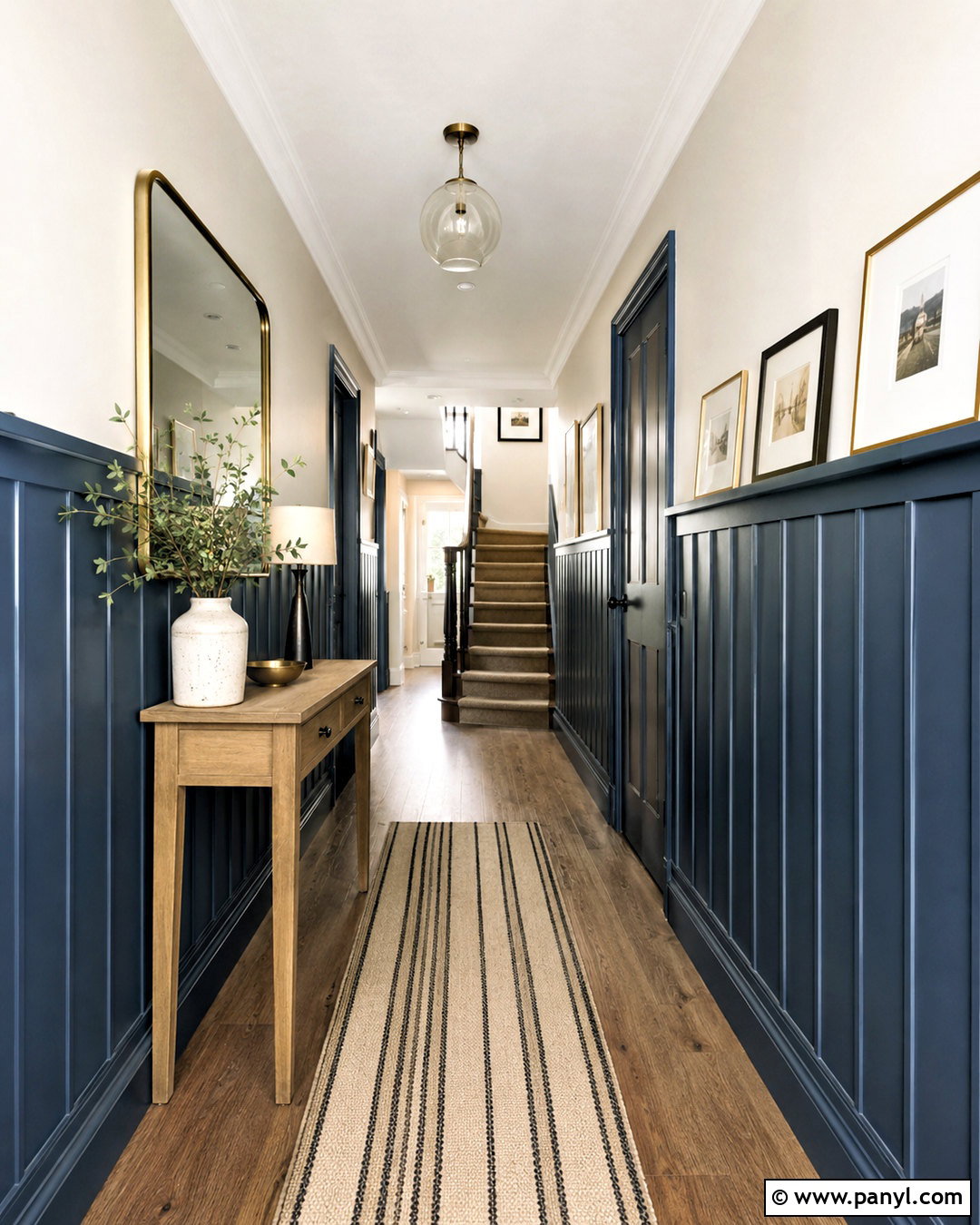 Blue Half Wall Panelling Hallway - 20 blue wall panelling ideas
