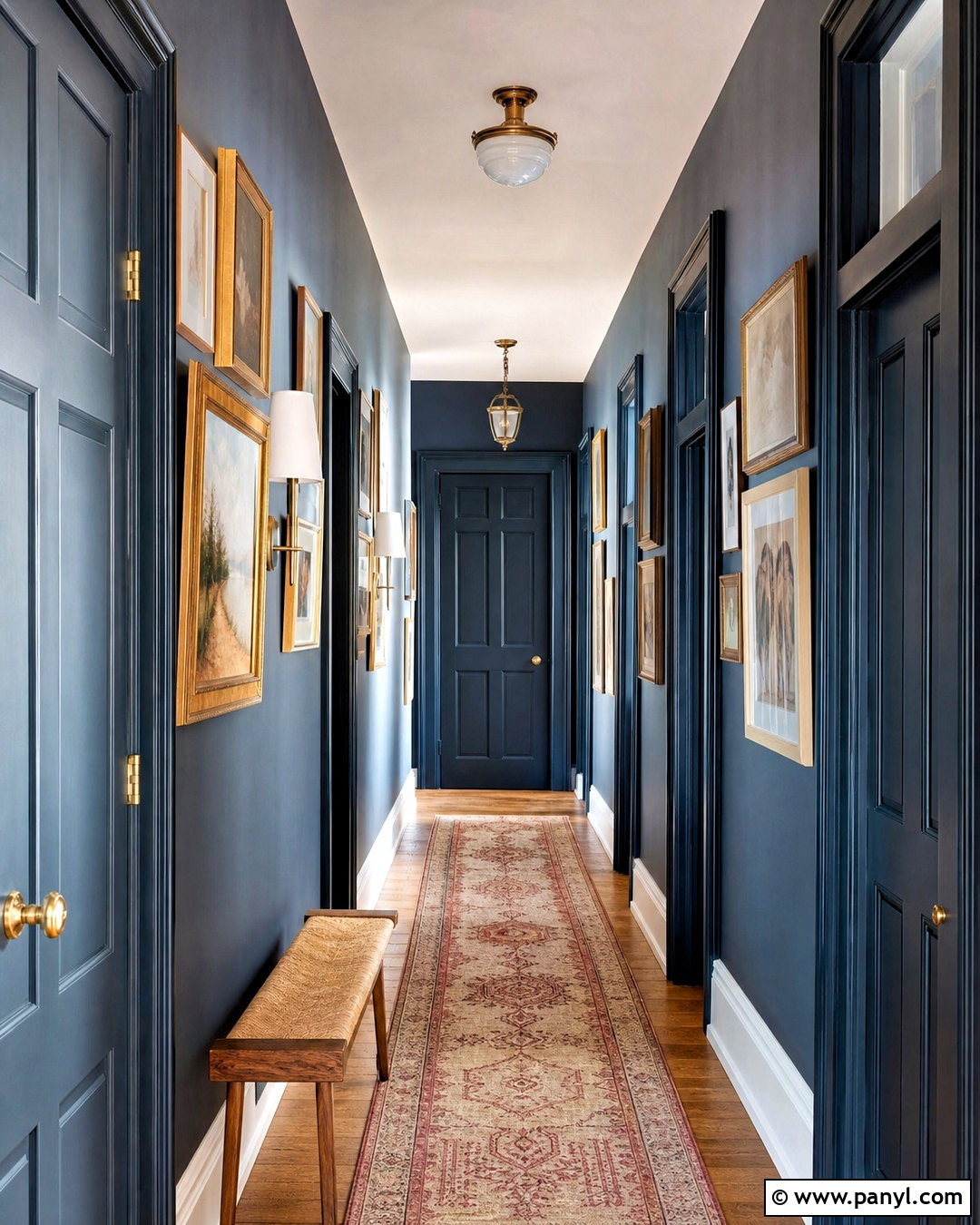 Blue Hallway Gallery Wall - 20 blue wall design ideas