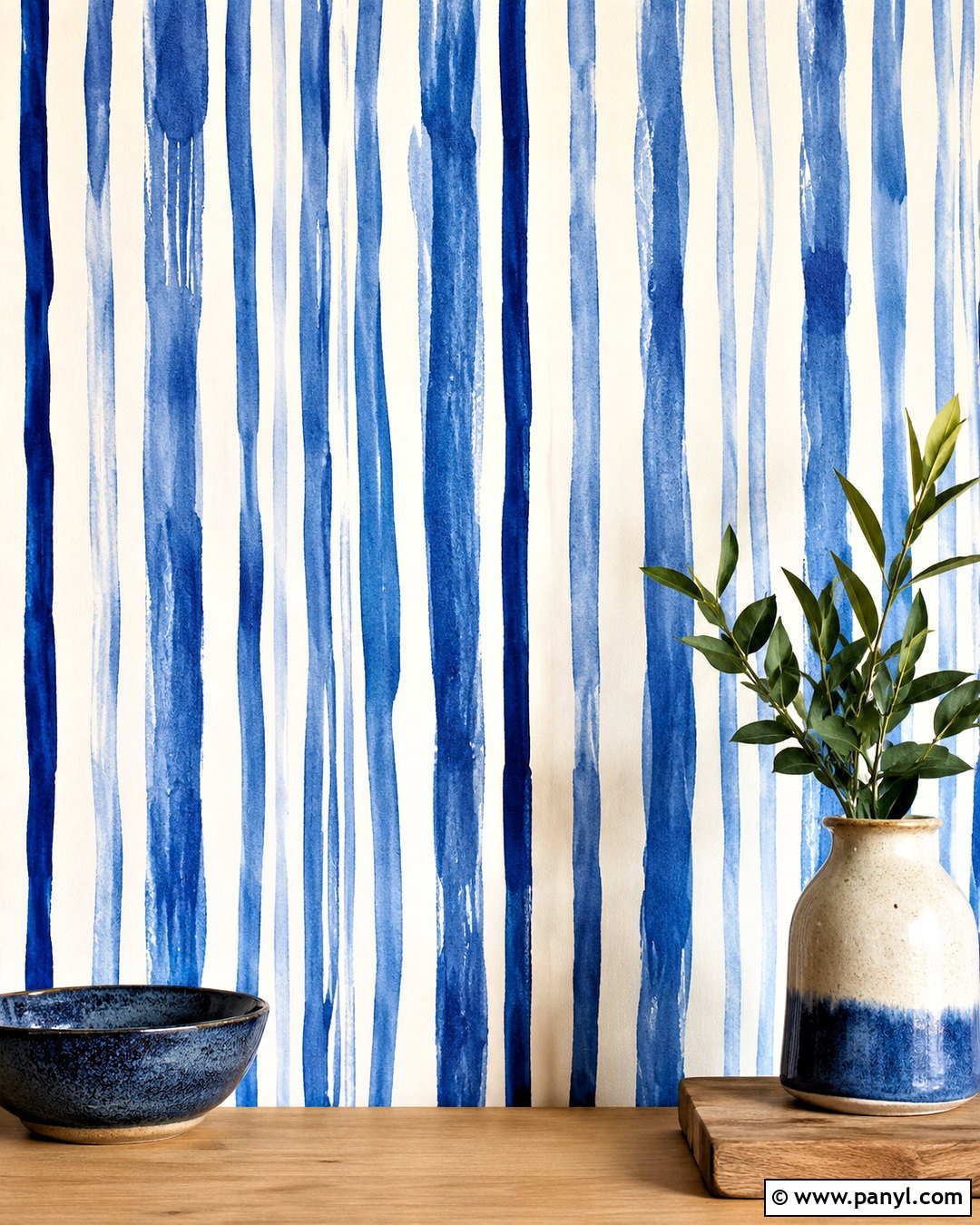 Blue Hand-Painted Stripes Background - 20 blue stripes background ideas