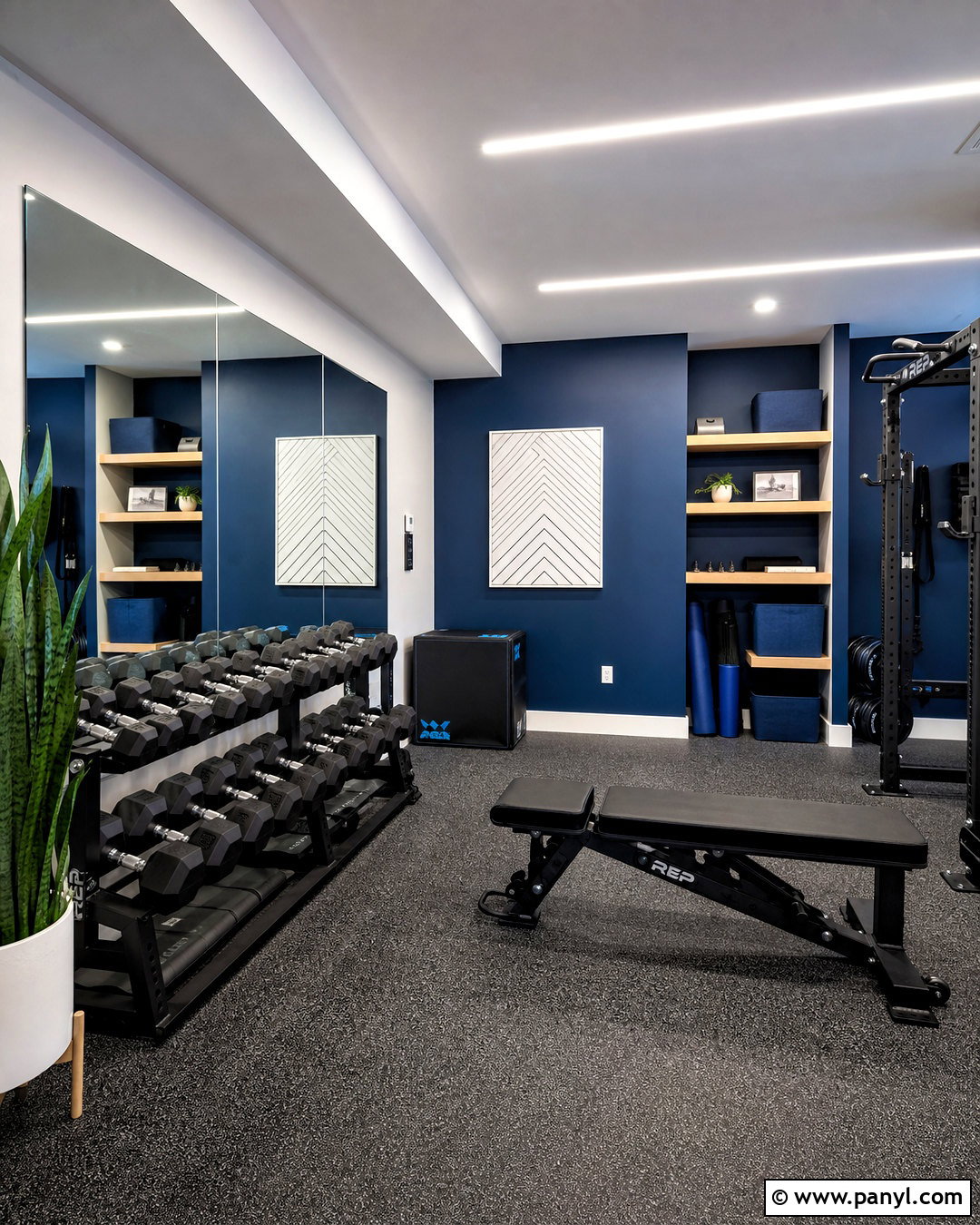 Blue Home Gym - 20 gym decorating ideas