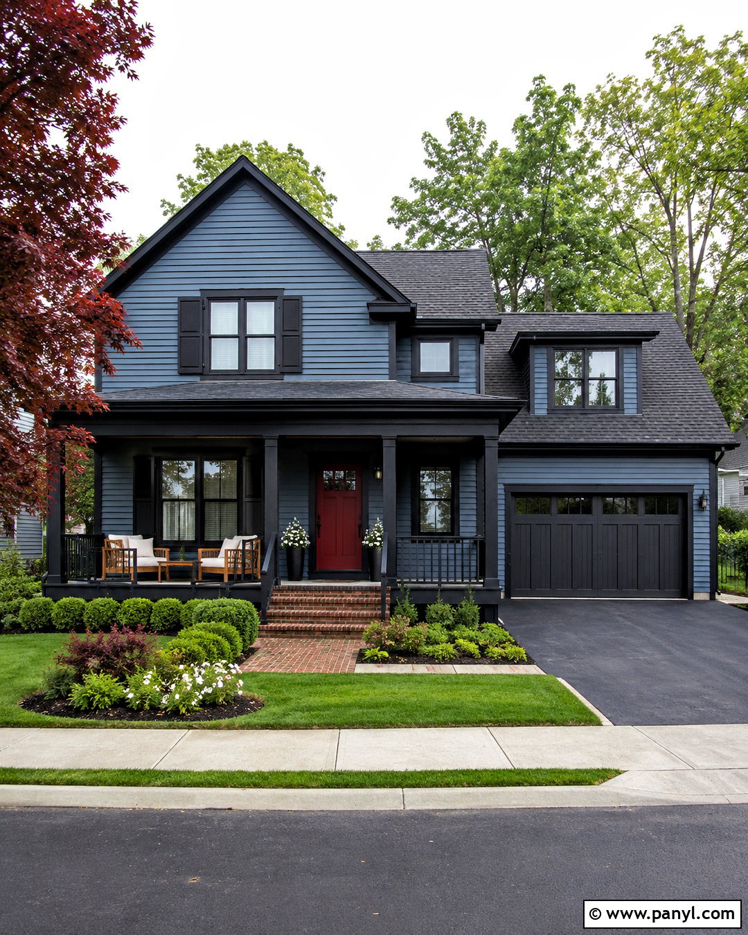 Blue House With Black Trim And Red Door - 20 blue house black trim ideas