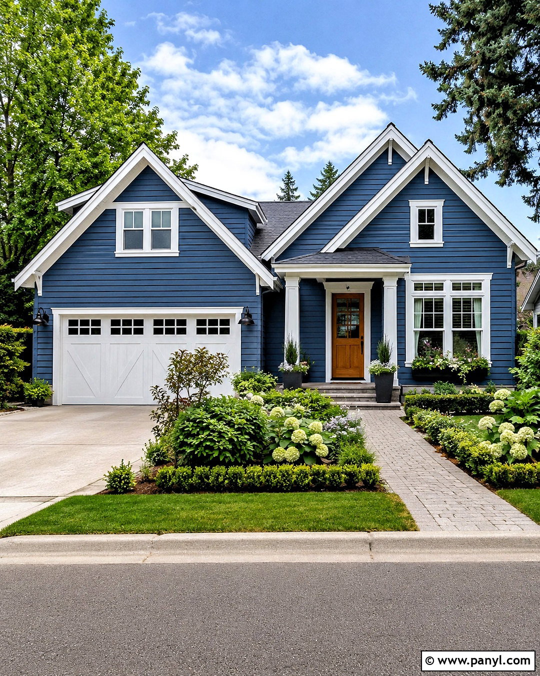 Blue House With White Garage Door And Trim - 20 blue house white trim ideas