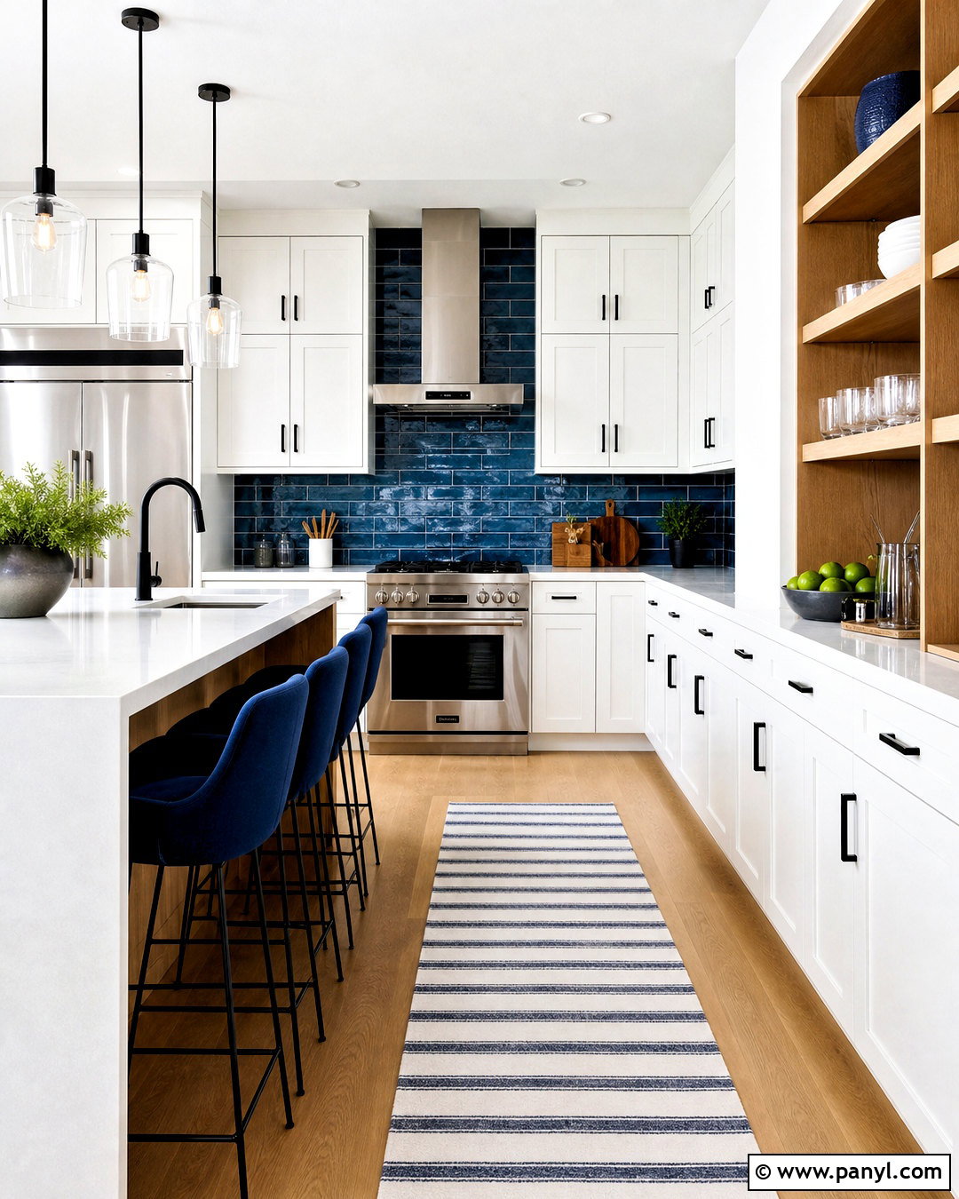 Blue Kitchen Backsplash With White Cabinets - 20 kitchen with blue accents
