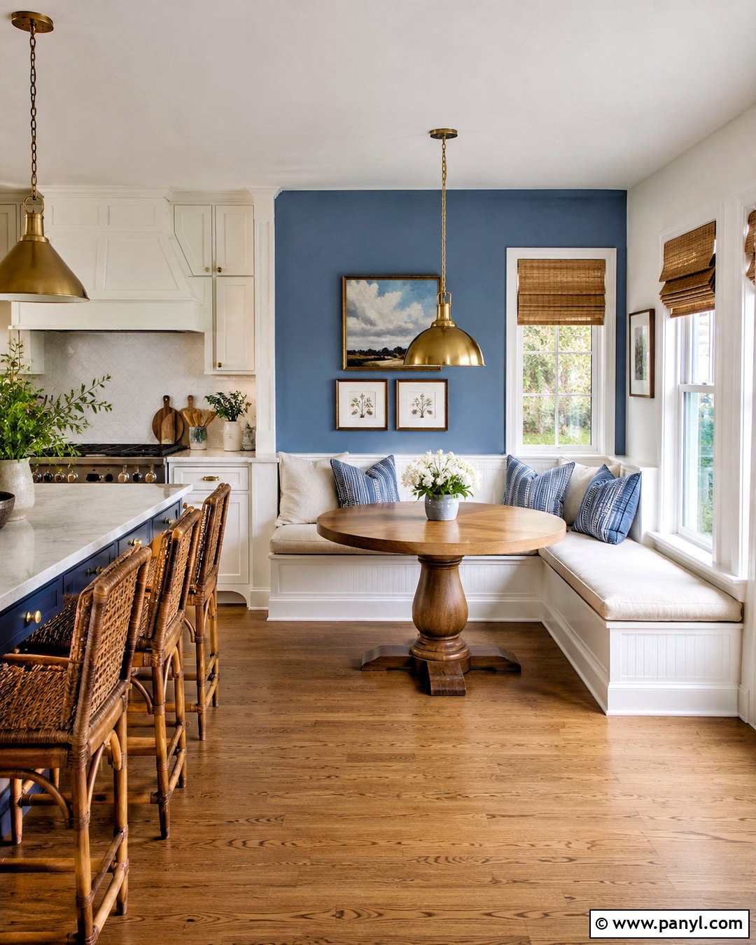 Blue Kitchen Breakfast Nook Accent Wall - 40 Blue Accent Wall Ideas