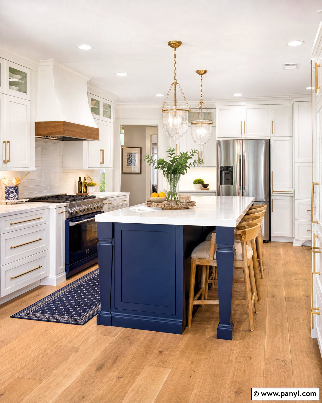 Blue Kitchen Island - 20 pop of color kitchen ideas