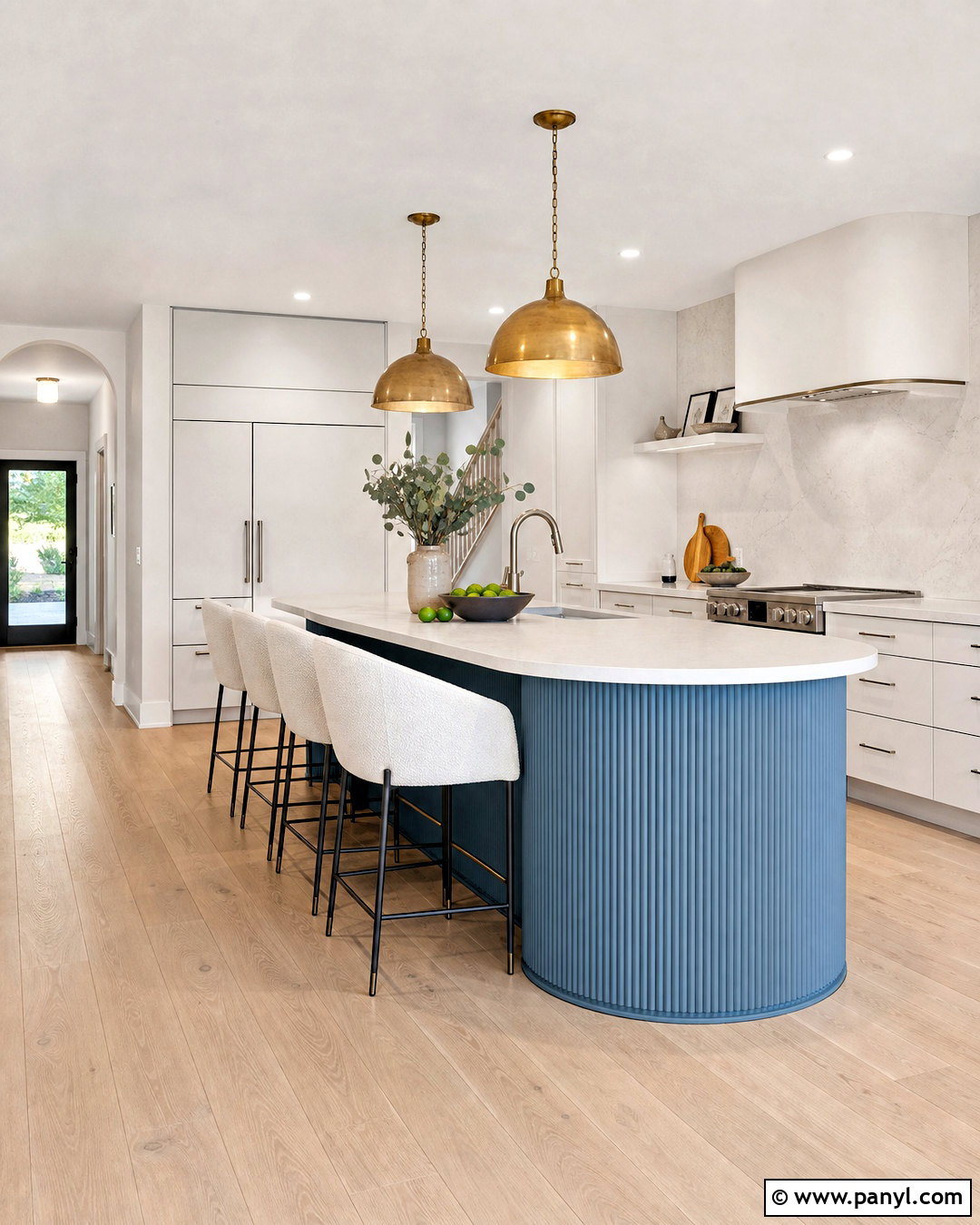 Blue Kitchen Island With Curved Ends - 20 white kitchen with blue island ideas