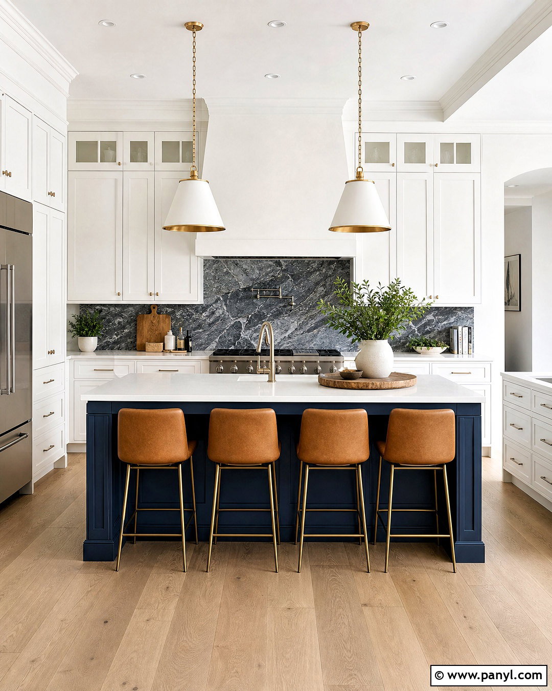 Blue Kitchen Island With Marble Backsplash - 20 white kitchen with blue island ideas