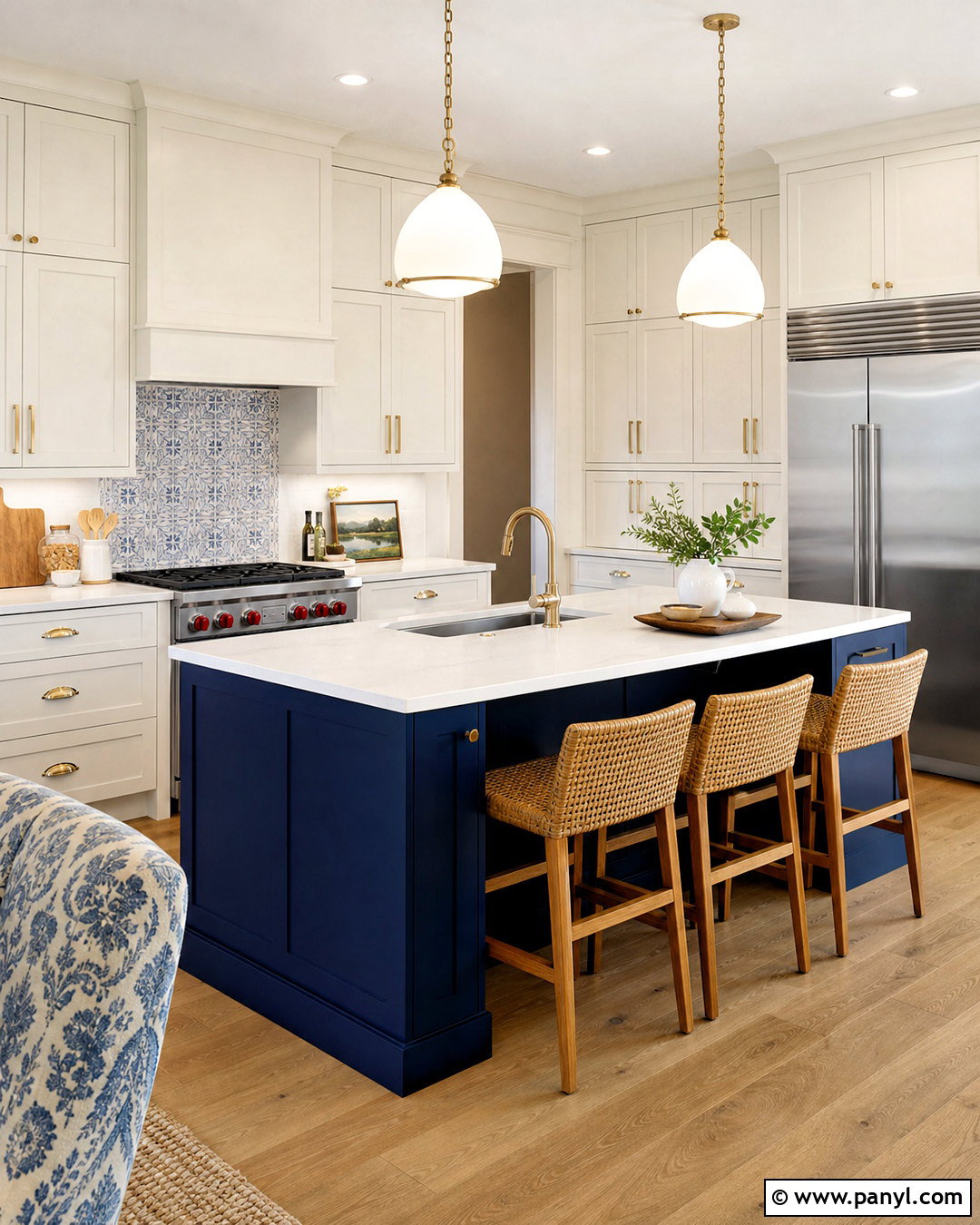Blue Kitchen Island With Neutral Cabinets - 20 blue kitchen inspiration ideas