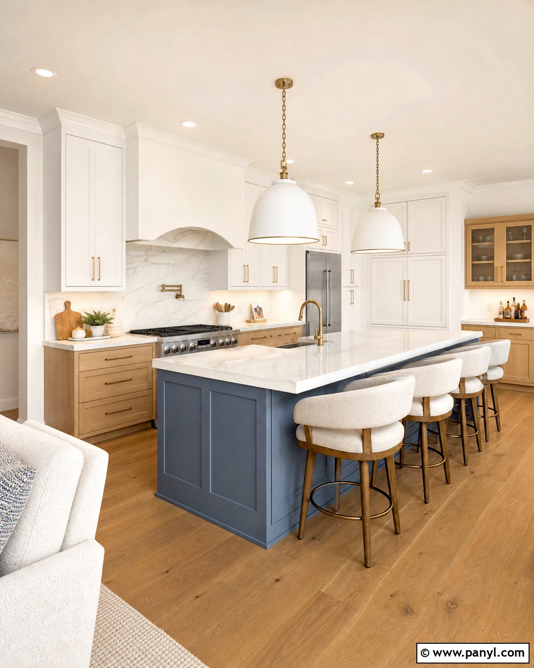 Blue Kitchen Island With White Oak Cabinets - 20 white kitchen with blue island ideas