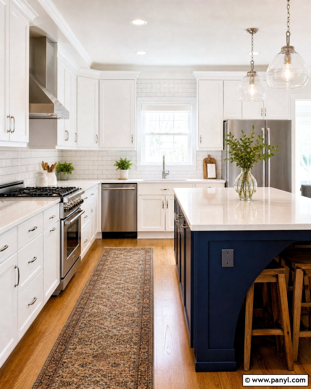 Blue Kitchen Island With White Subway Tile - 20 white kitchen with blue island ideas
