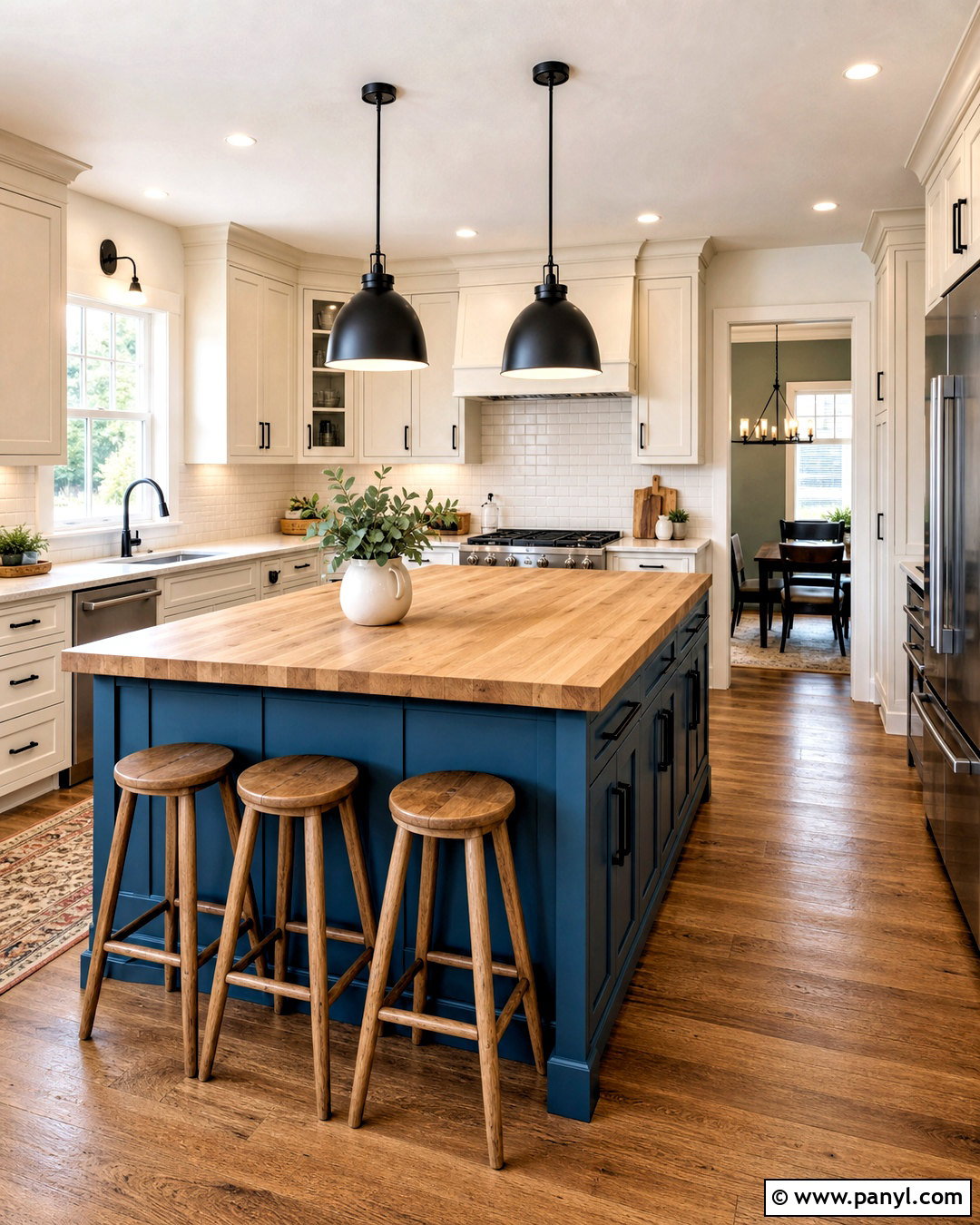 Blue Kitchen Island With Wood Countertop - 20 kitchen with blue accents