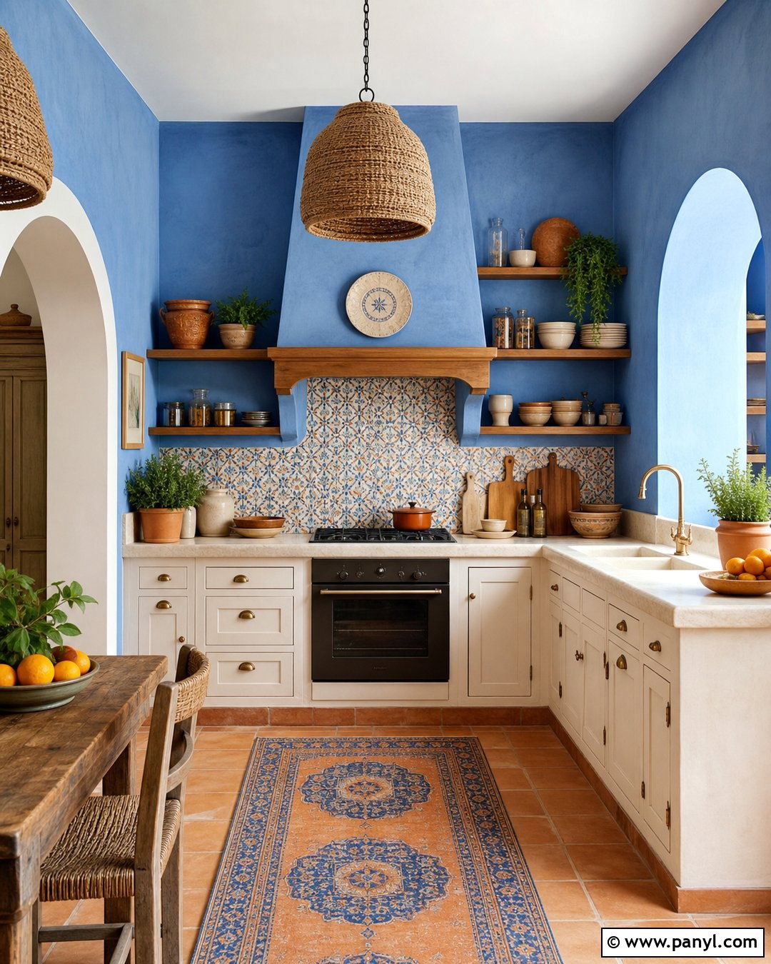 Blue Kitchen Walls For A Mediterranean Kitchen - 45 blue kitchen walls
