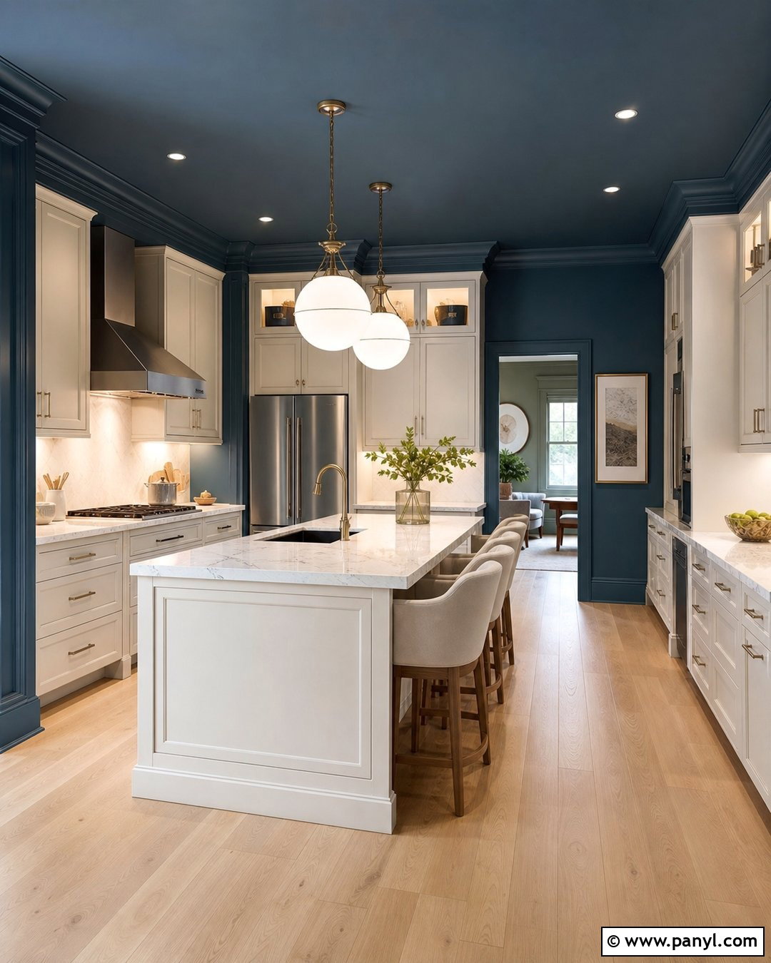 Blue Kitchen Walls With A Matching Ceiling - 35 blue walls kitchen ideas