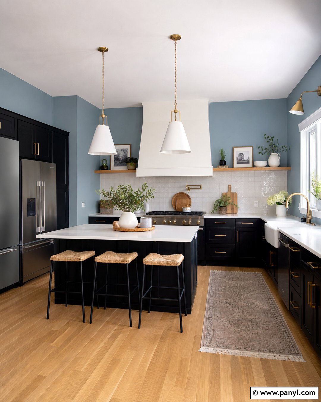 Blue Kitchen Walls With Black Cabinets - 35 blue walls kitchen ideas