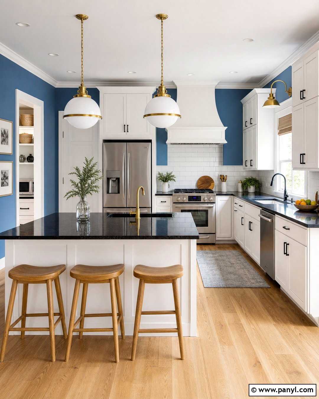 Blue Kitchen Walls With Black Countertops - 45 blue kitchen walls
