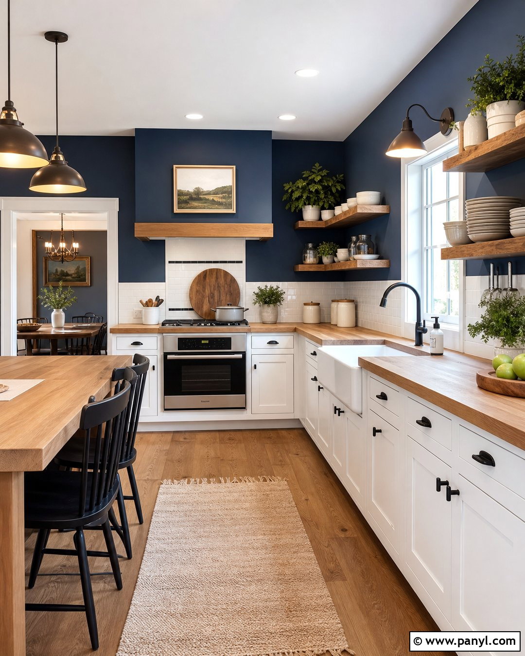 Blue Kitchen Walls With Butcher Block Counters - 35 blue walls kitchen ideas