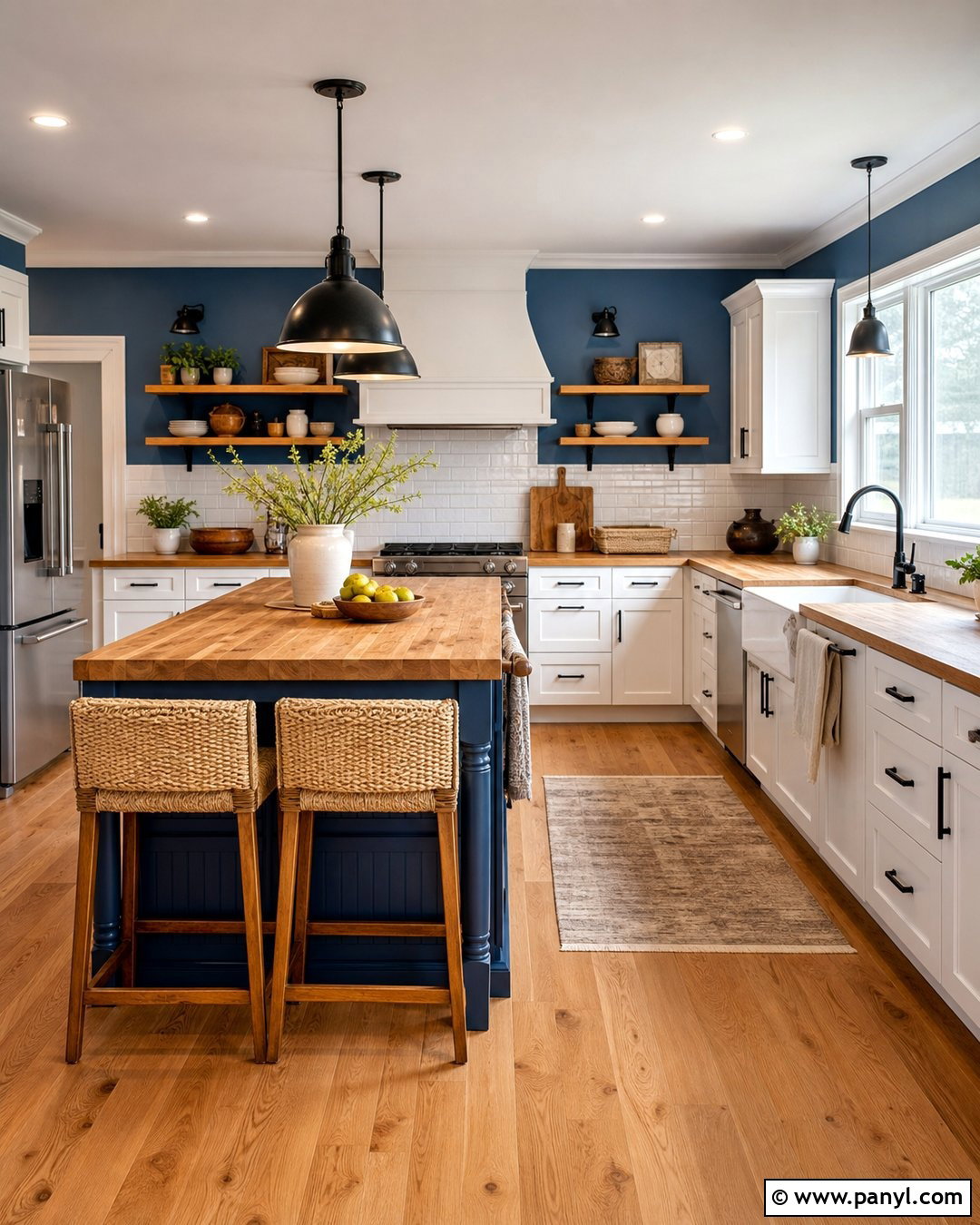 Blue Kitchen Walls With Butcher Block Counters - 30 blue kitchen walls white cabinets