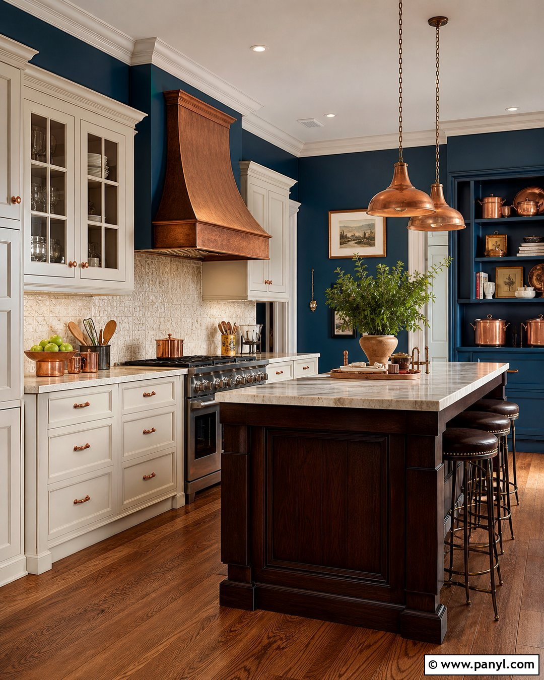 Blue Kitchen Walls With Copper Accents - 35 blue walls kitchen ideas
