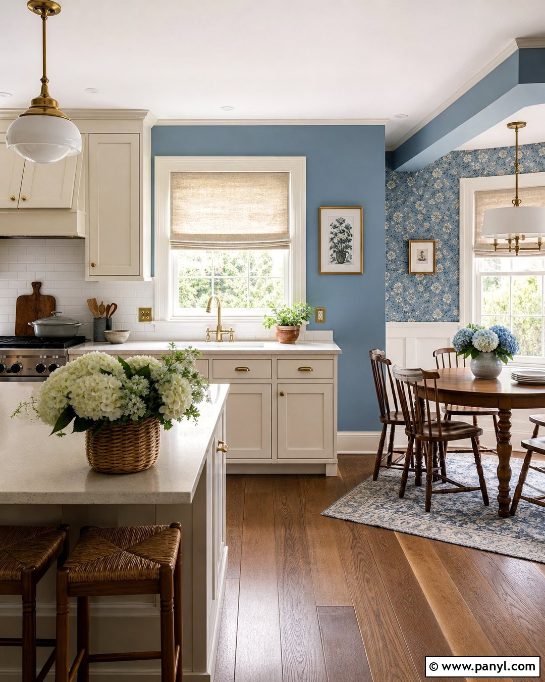 Blue Kitchen Walls With Floral Wallpaper - 45 blue kitchen walls