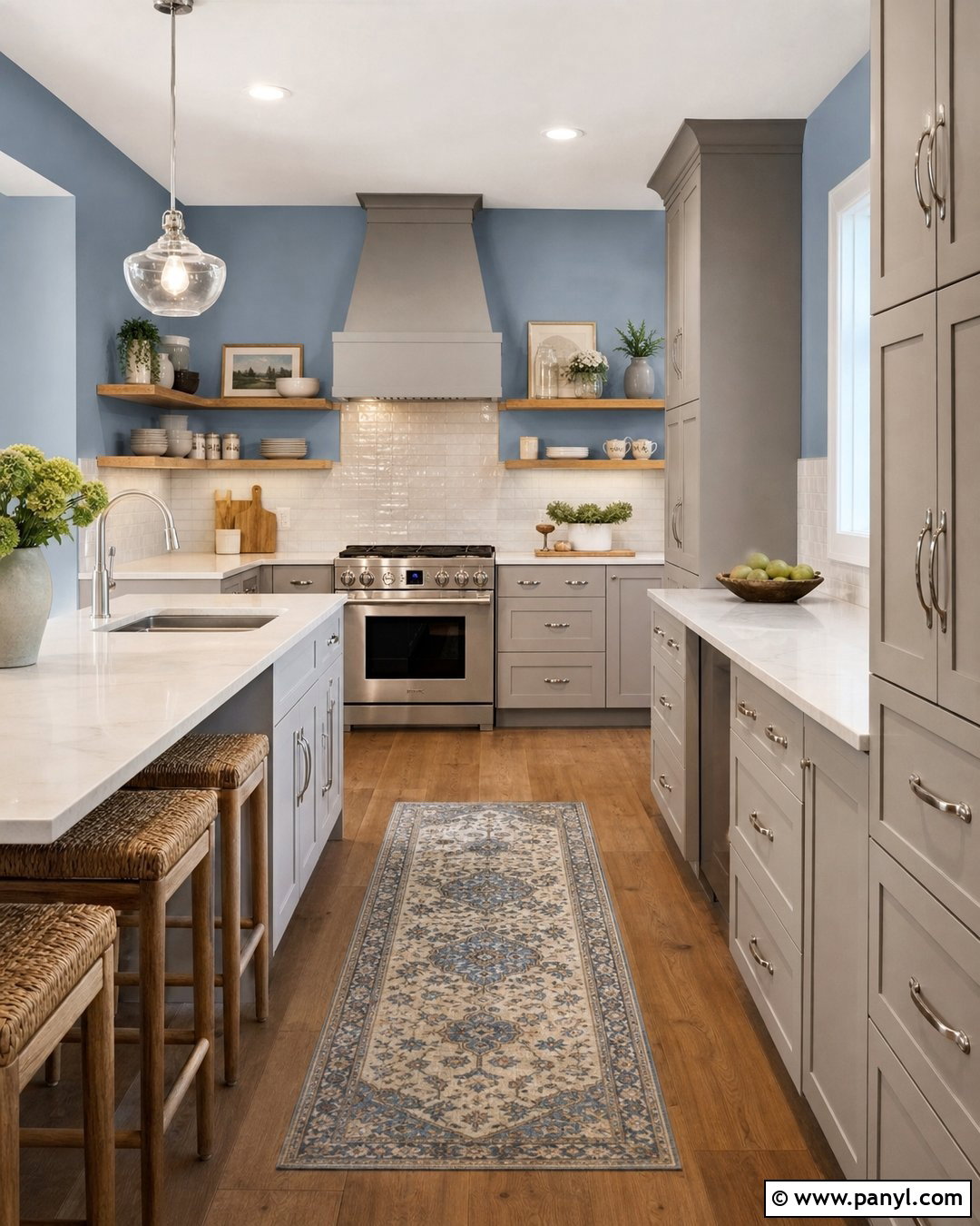 Blue Kitchen Walls With Gray Cabinets - 35 blue walls kitchen ideas