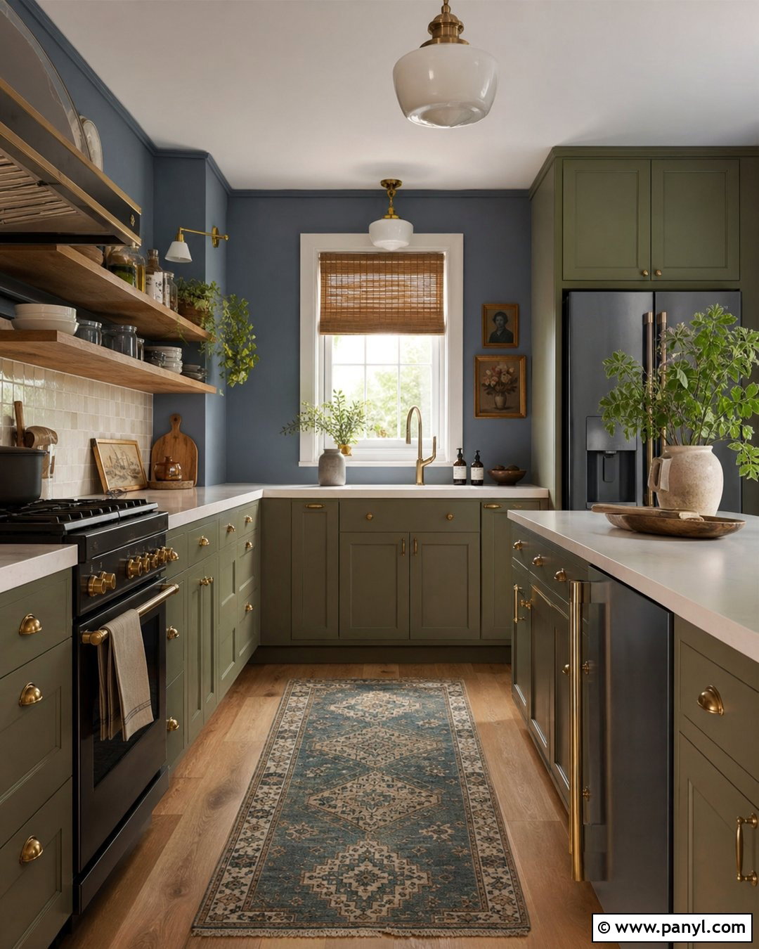 Blue Kitchen Walls With Green Cabinets - 35 blue walls kitchen ideas