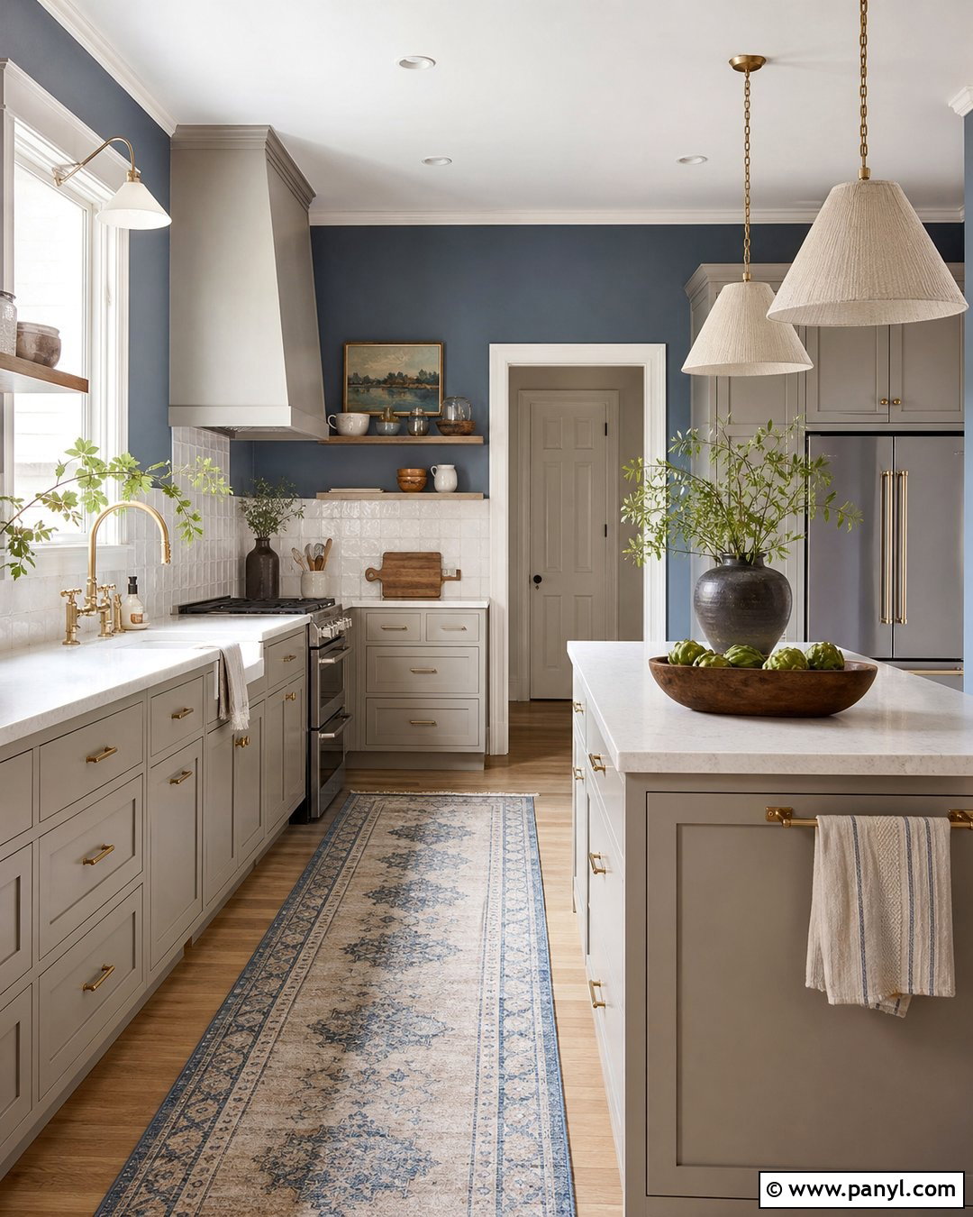 Blue Kitchen Walls With Greige Cabinets - 45 blue kitchen walls