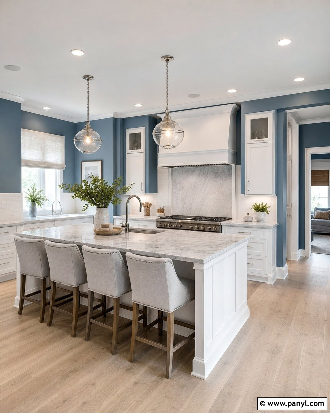 Blue Kitchen Walls With Marble Countertops - 30 blue kitchen walls white cabinets