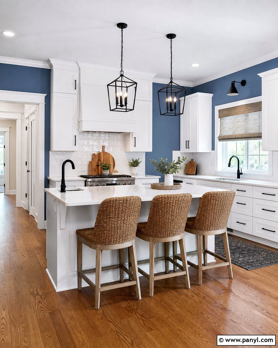 Blue Kitchen Walls With Matte Black Accents - 30 blue kitchen walls white cabinets