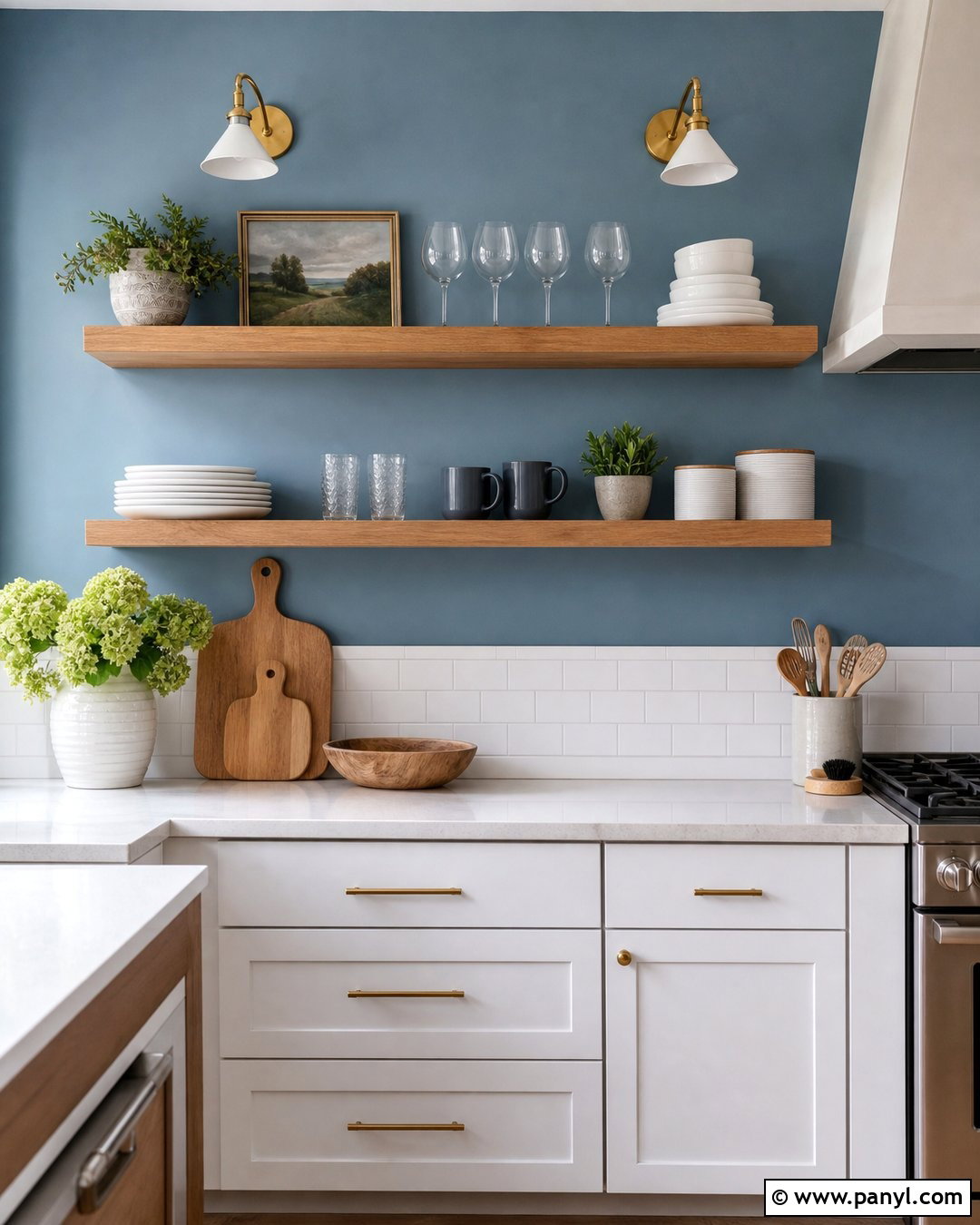 Blue Kitchen Walls With Open Shelves - 35 blue walls kitchen ideas