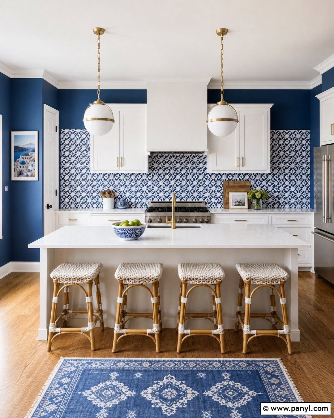 Blue Kitchen Walls With Patterned Tile Backsplash - 30 blue kitchen walls white cabinets