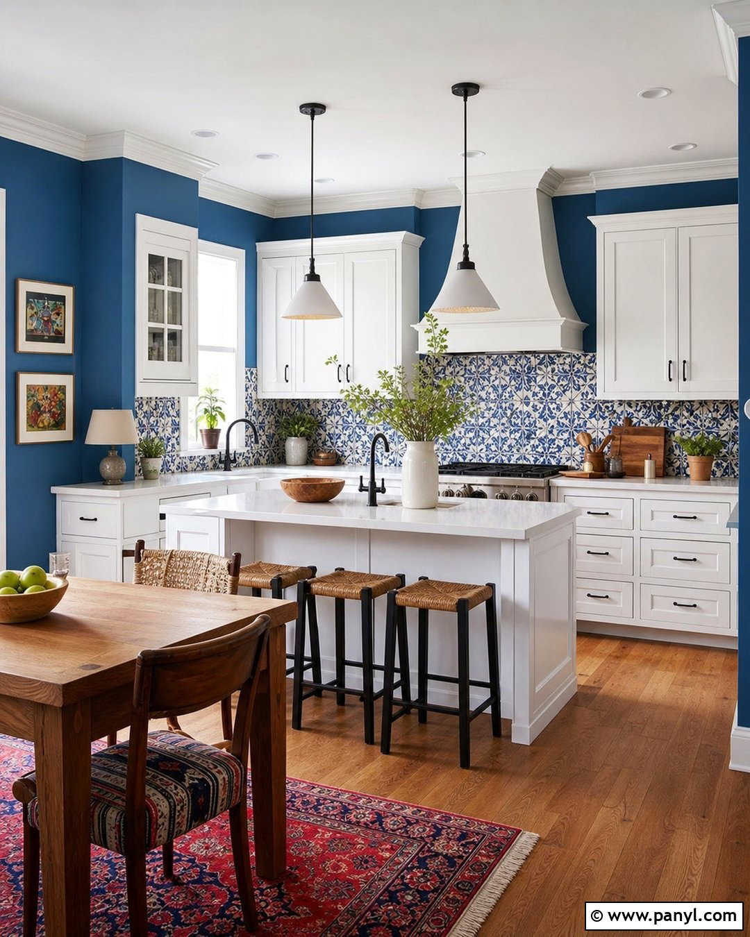 Blue Kitchen Walls With Patterned Tile - 35 blue walls kitchen ideas