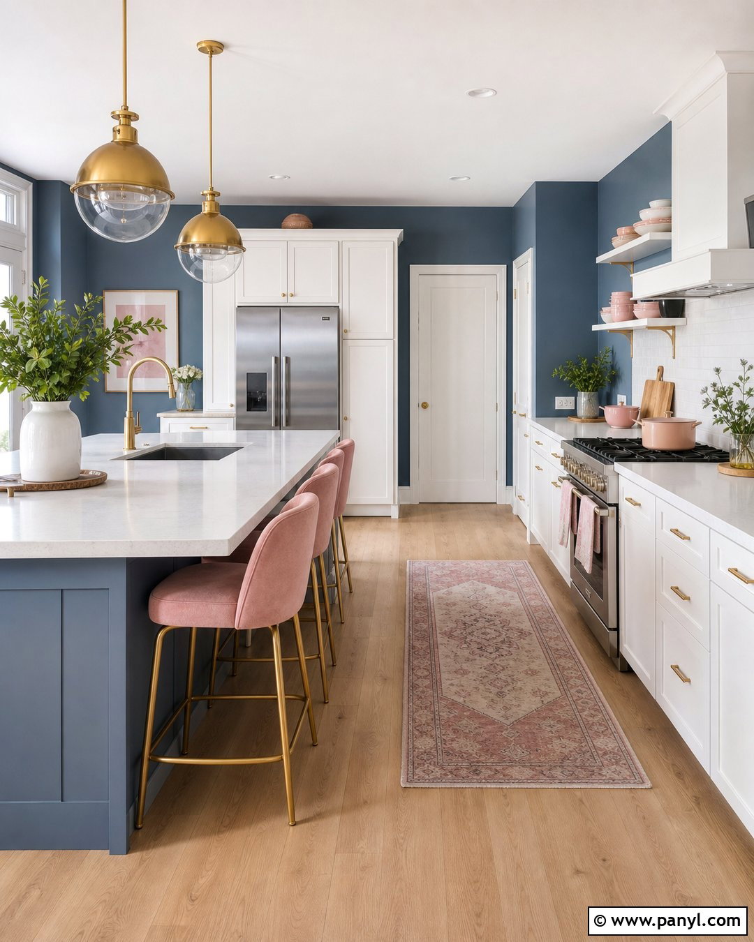 Blue Kitchen Walls With Pink Accents - 35 blue walls kitchen ideas