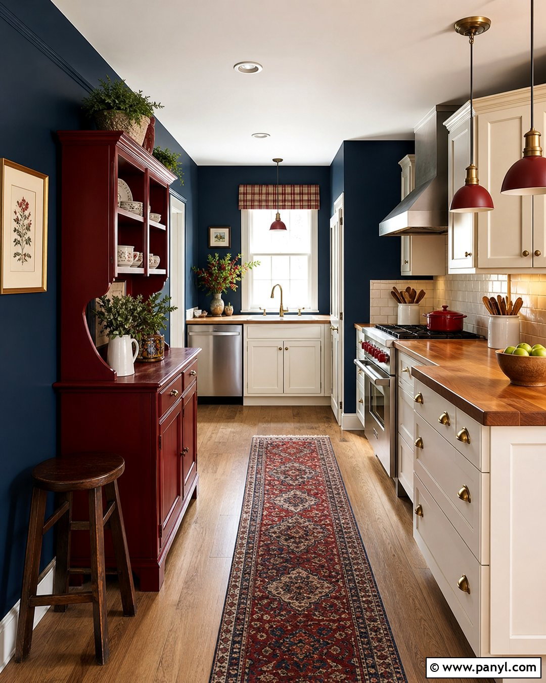 Blue Kitchen Walls With Red Accents - 35 blue walls kitchen ideas