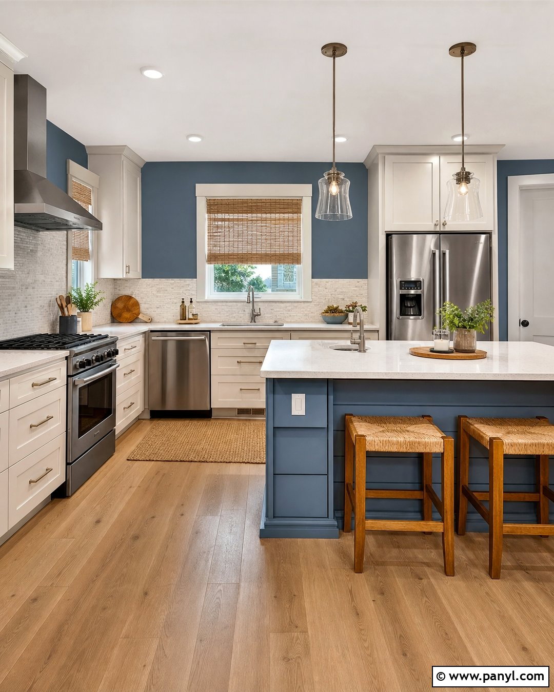 Blue Kitchen Walls With Stainless Steel Appliances - 35 blue walls kitchen ideas
