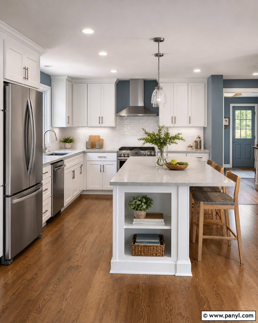 Blue Kitchen Walls With Stainless Steel Appliances - 30 blue kitchen walls white cabinets