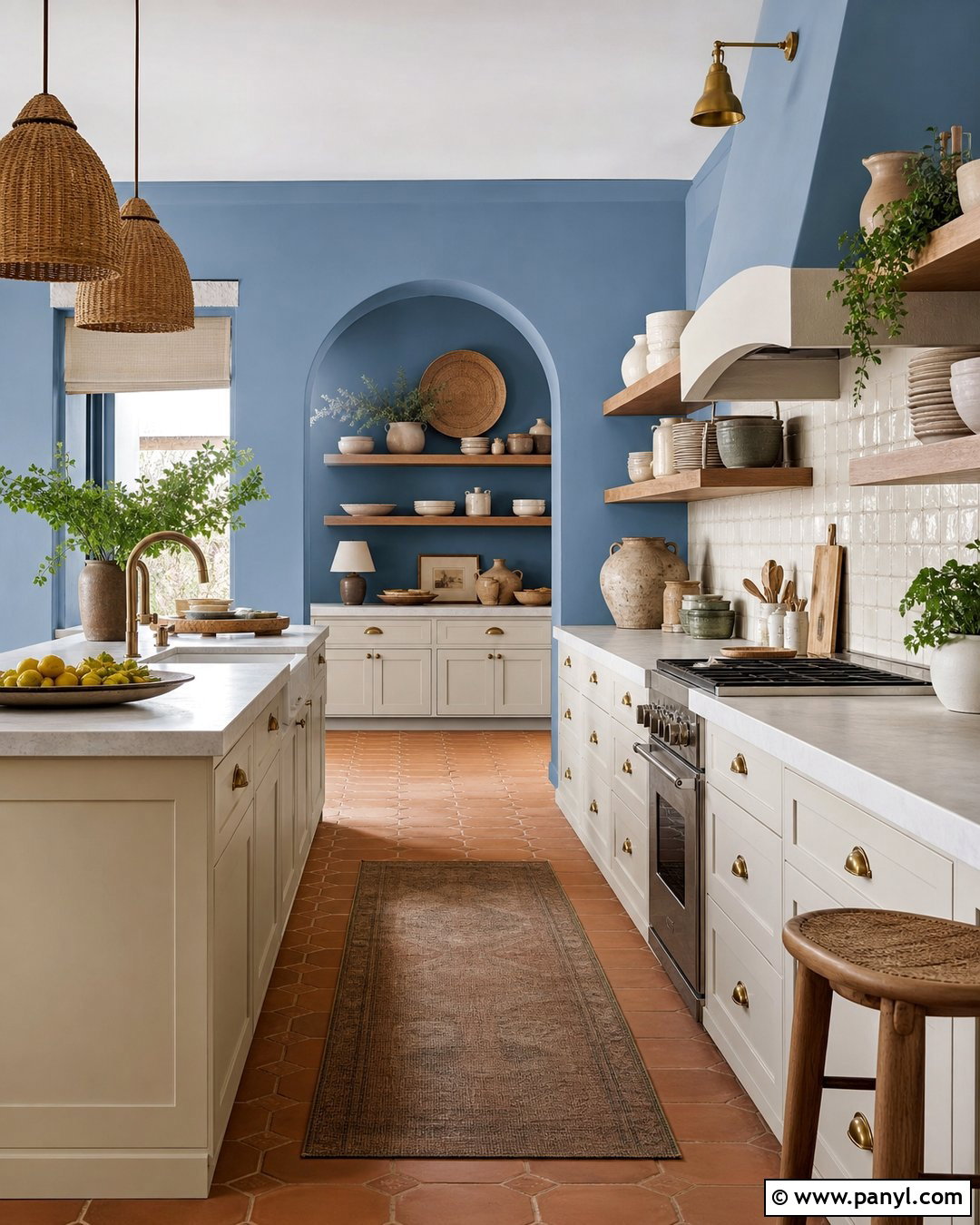 Blue Kitchen Walls With Terracotta Floors - 45 blue kitchen walls