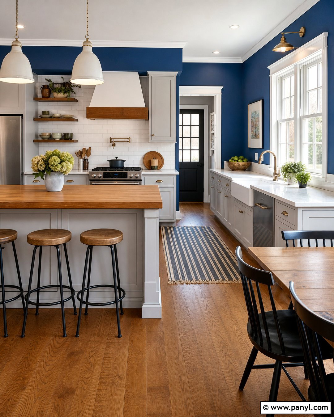 Blue Kitchen Walls With White Subway Tile - 35 blue walls kitchen ideas