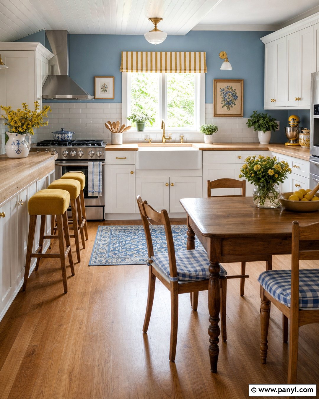 Blue Kitchen Walls With Yellow Accents - 35 blue walls kitchen ideas