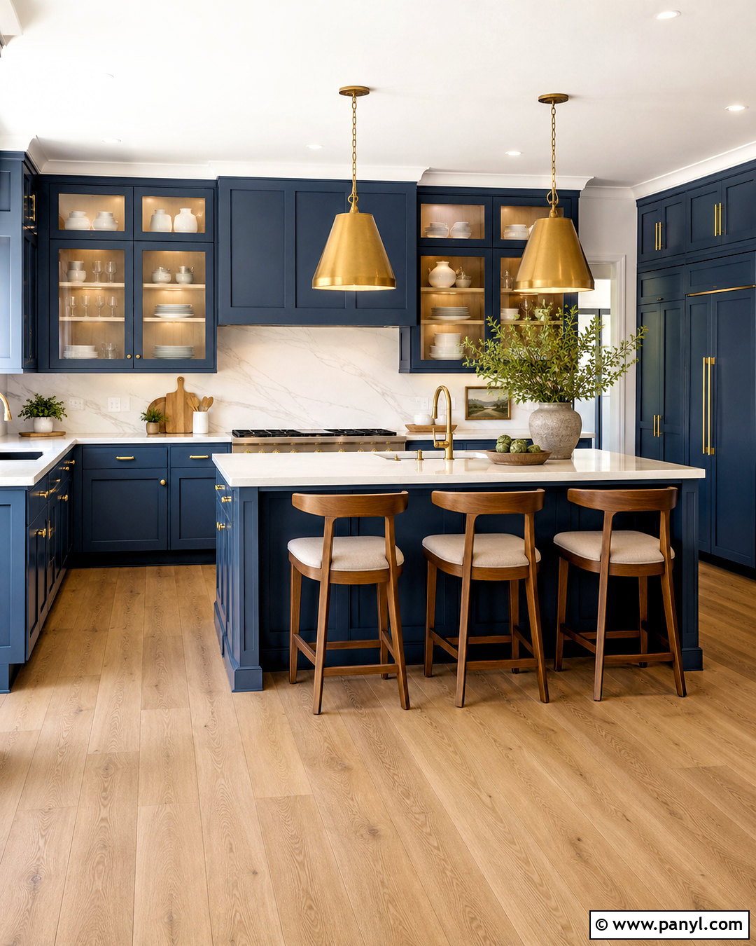 Blue Kitchen With Brass Hardware - 20 blue kitchen ideas