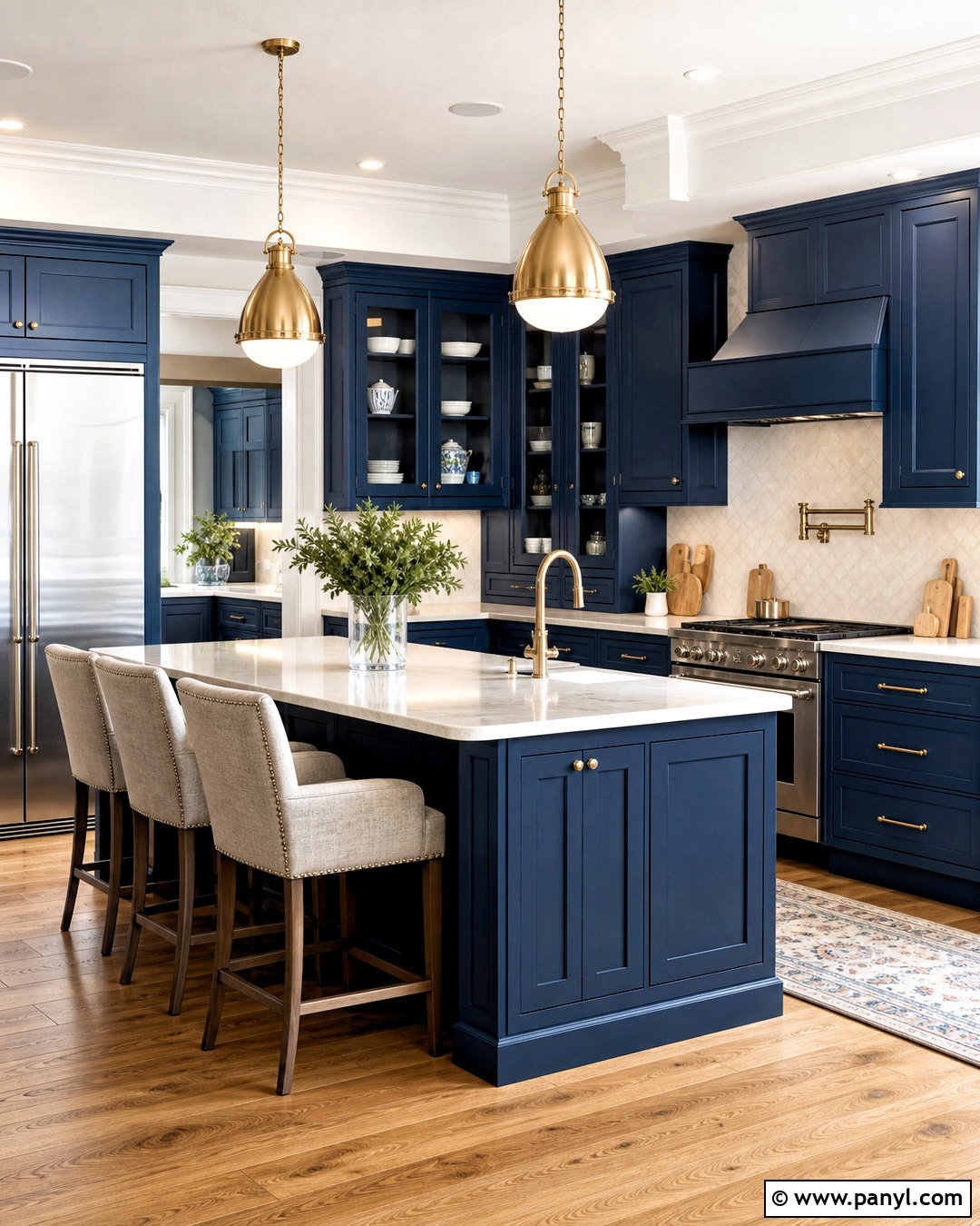 Blue Kitchen With Brass Hardware - 20 kitchen with blue accents