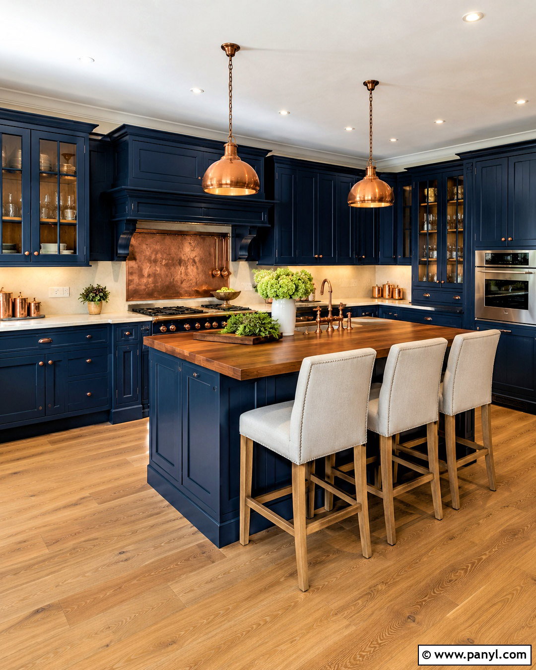 Blue Kitchen With Copper Accents - 20 blue kitchens ideas
