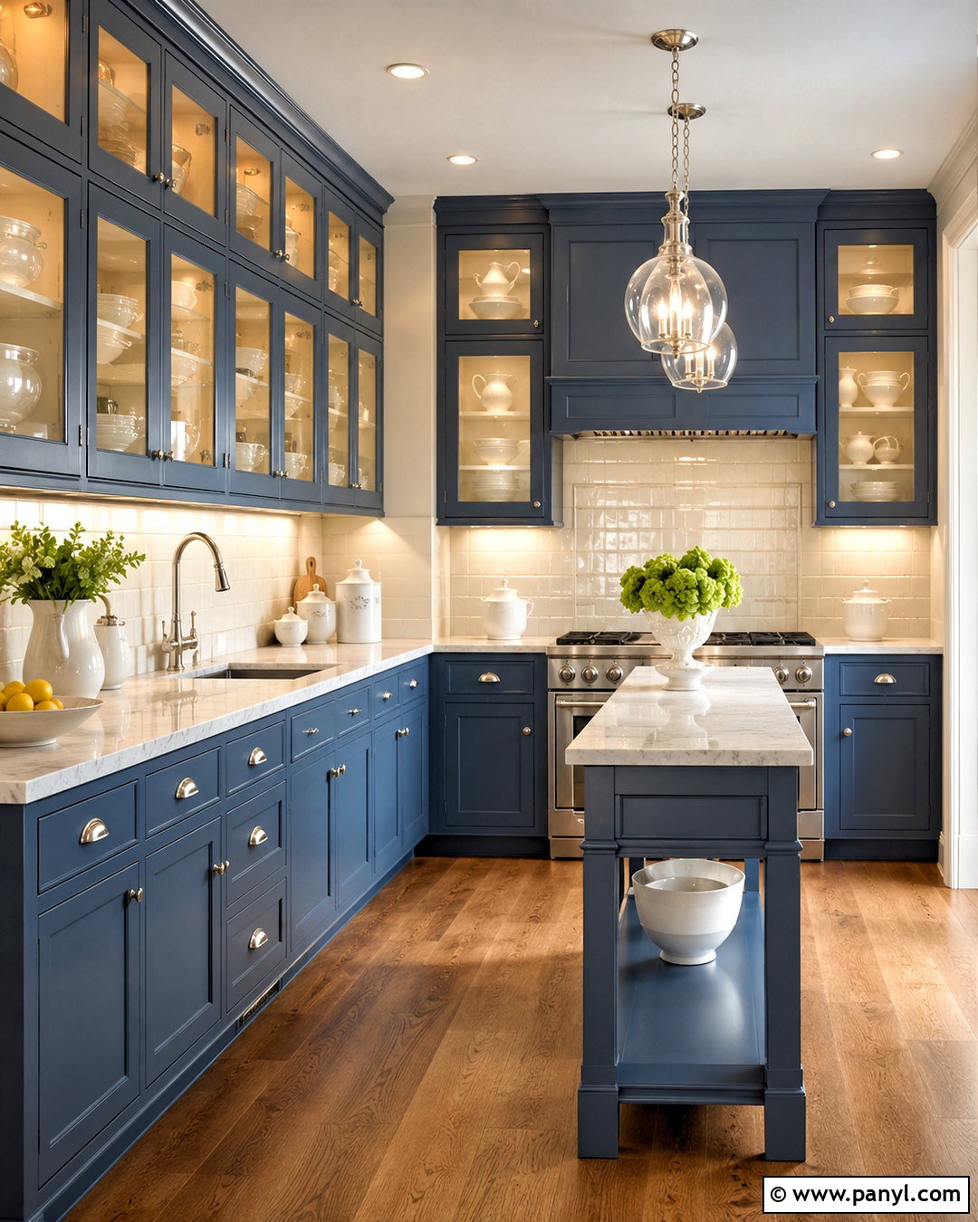 Blue Kitchen With Glass Front Cabinets - 20 blue kitchens ideas
