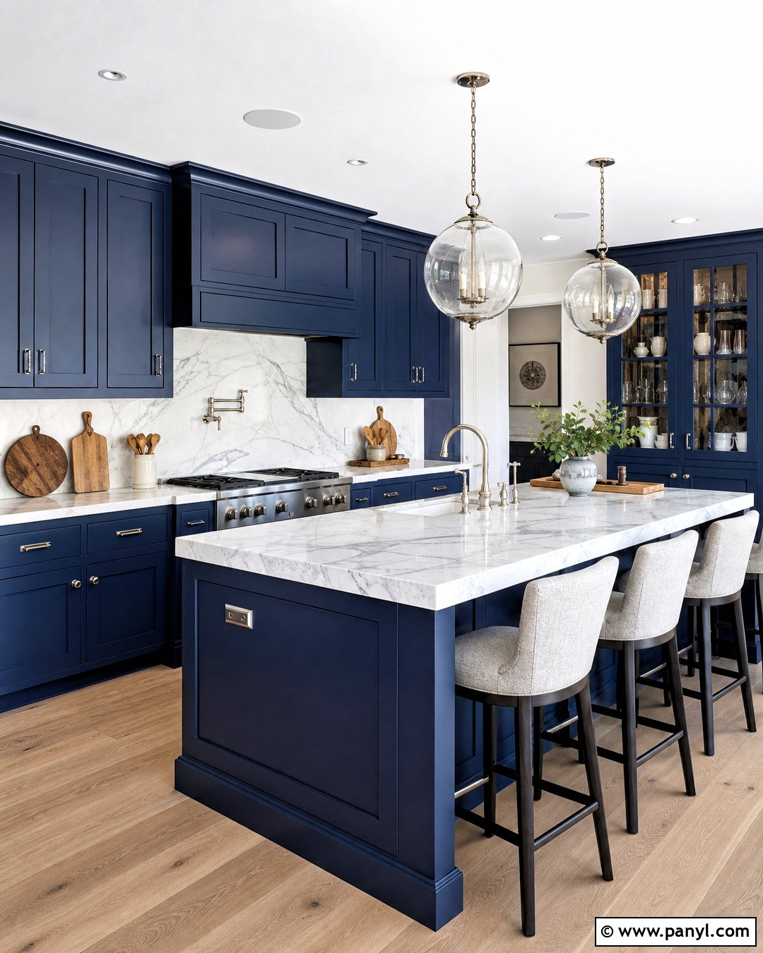 Blue Kitchen With Marble Countertops - 20 blue kitchen designs