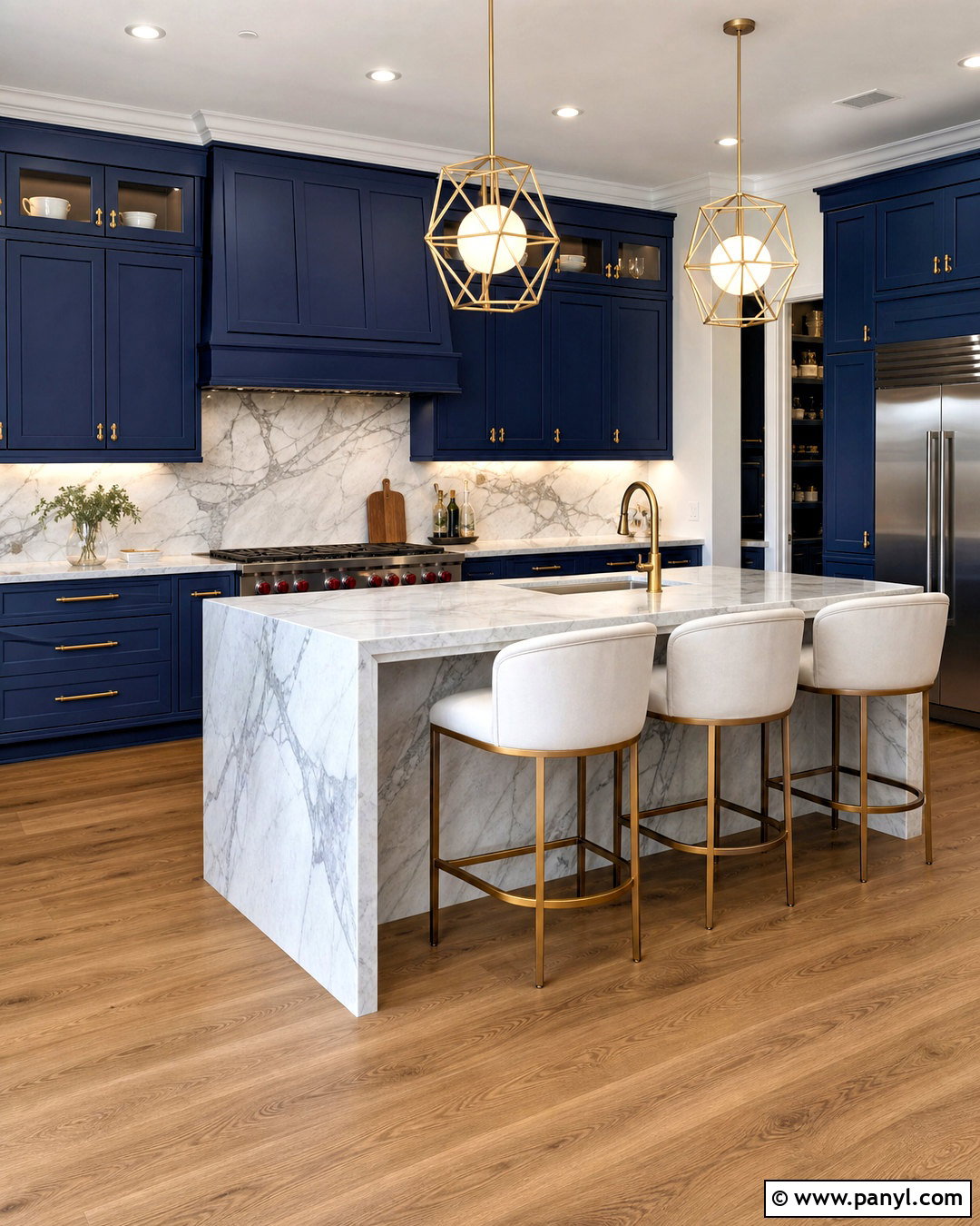 Blue Kitchen With Marble - 20 blue kitchen interior ideas