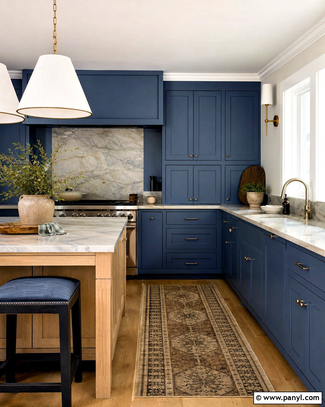 Blue Kitchen With Natural Stone - 20 blue kitchen designs