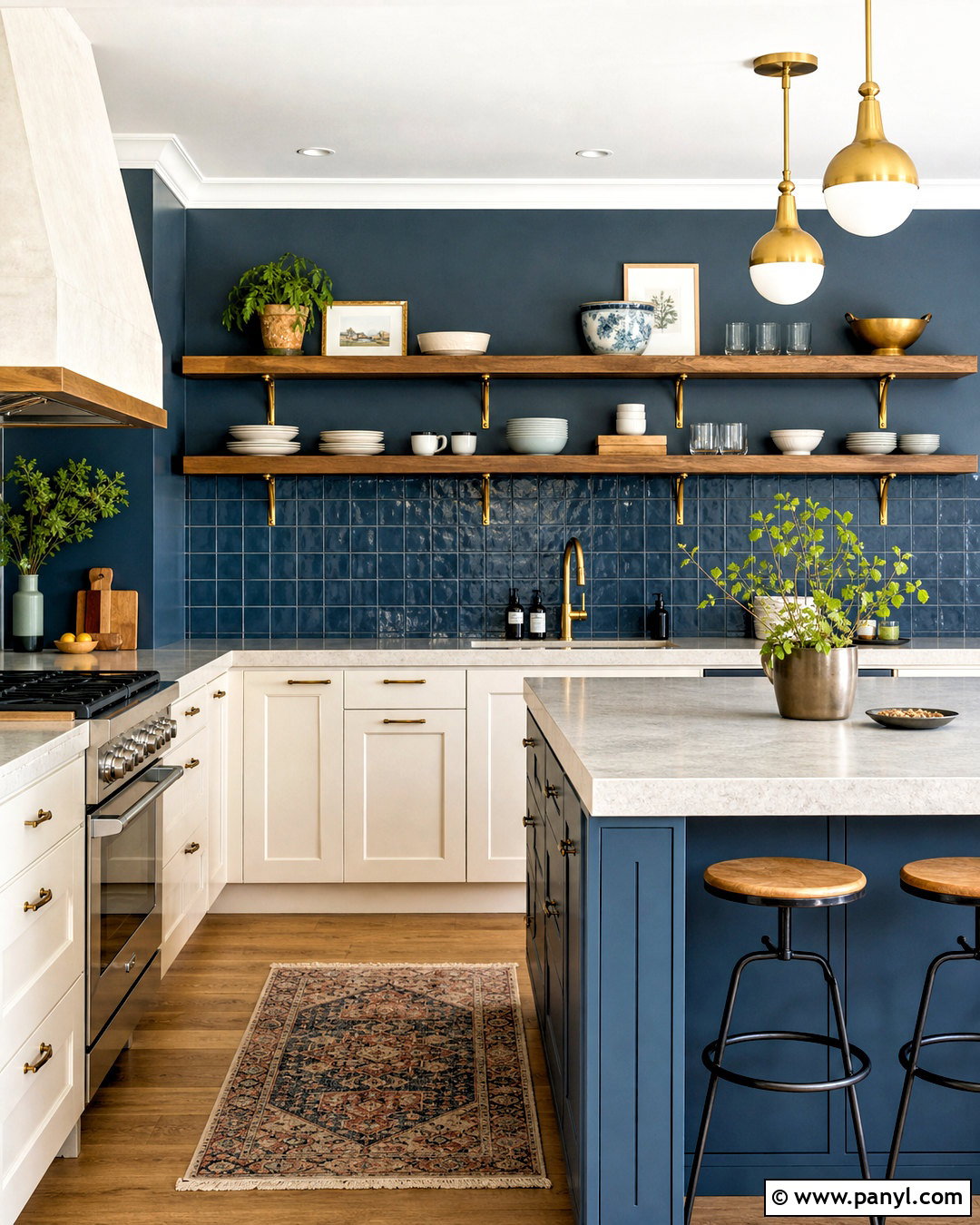 Blue Kitchen With Open Shelving - 20 kitchen with blue accents