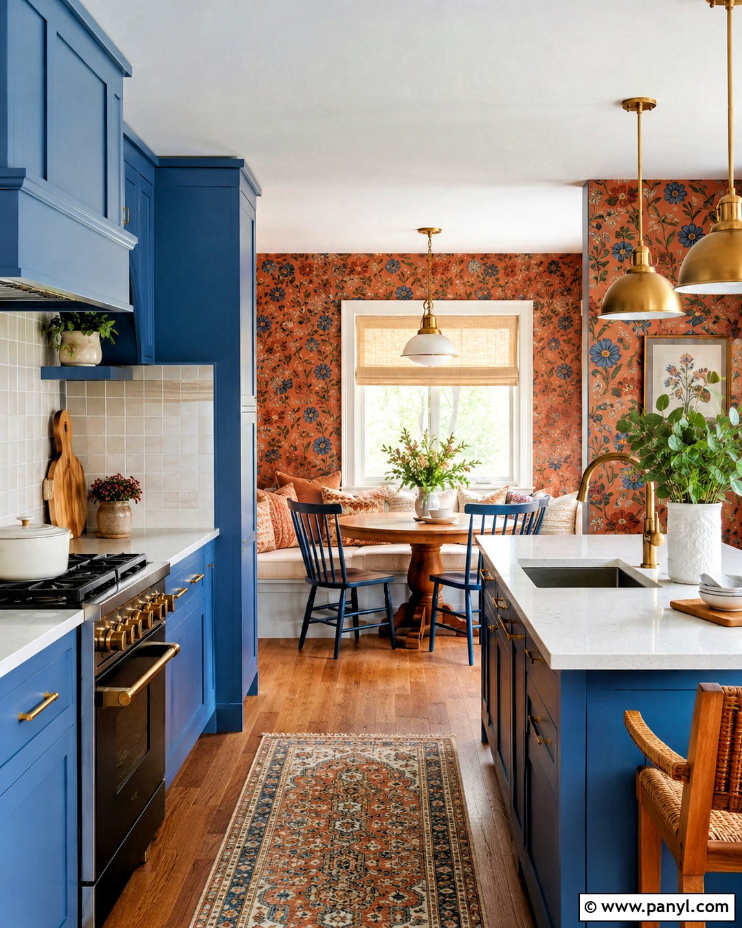 Blue Kitchen With Orange Wallpaper - 20 blue and orange kitchen ideas